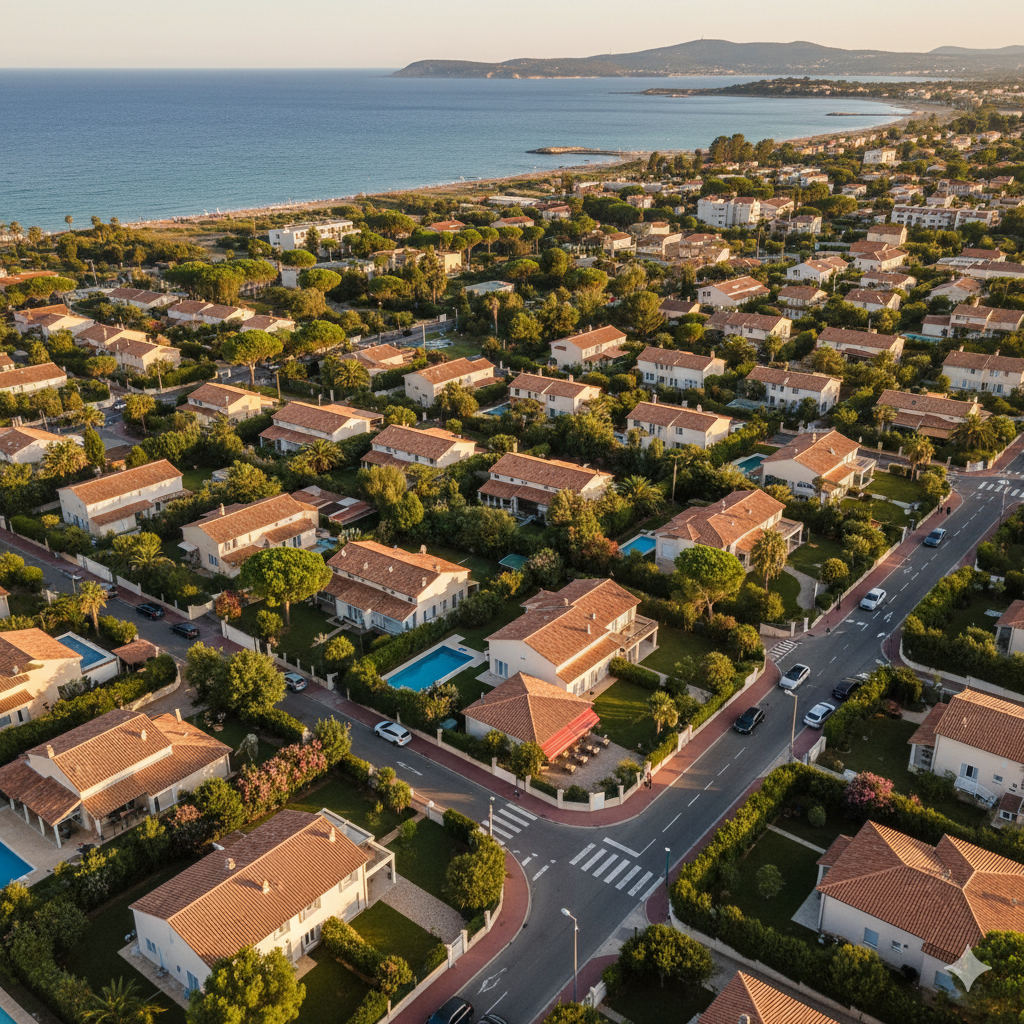 Quartier résidentiel à Hyères avec vue mer — meilleures communes pour construire dans le Var