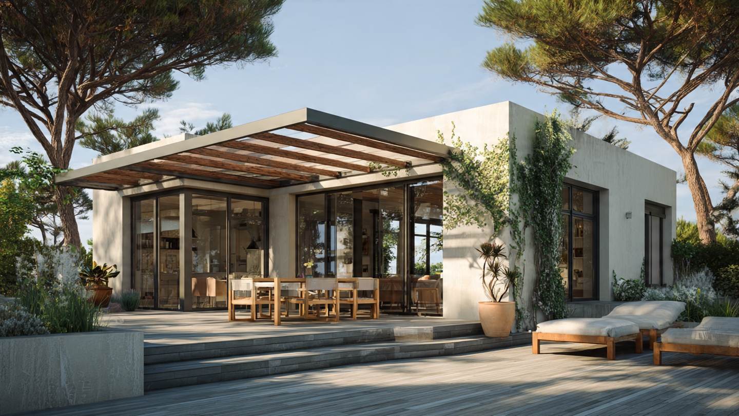 constructeur de maison PCA Maisons Var maison contemporaine terrasse et pins