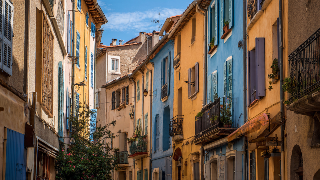 La Seyne-sur-Mer : façade typique centre ancien avec menuiseries et toitures