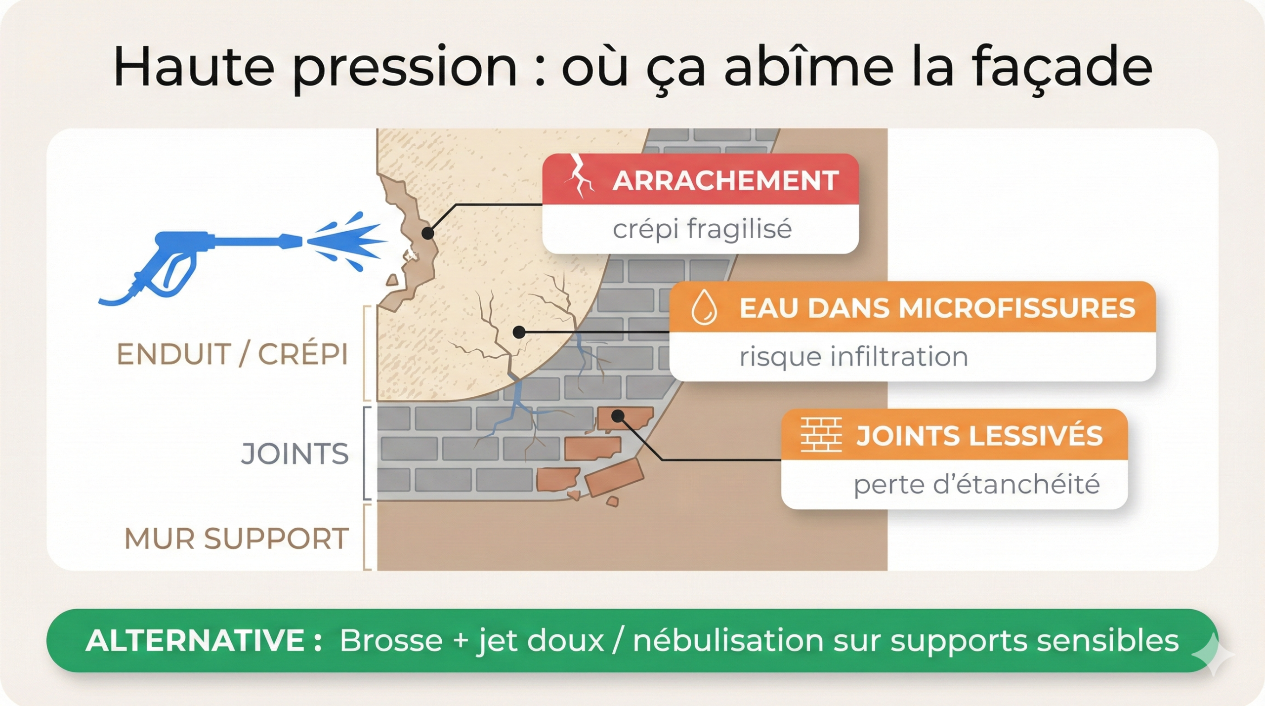 haute pression abime la façade