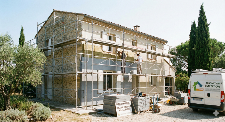 chantier isolation thermique par l'extérieur ITE