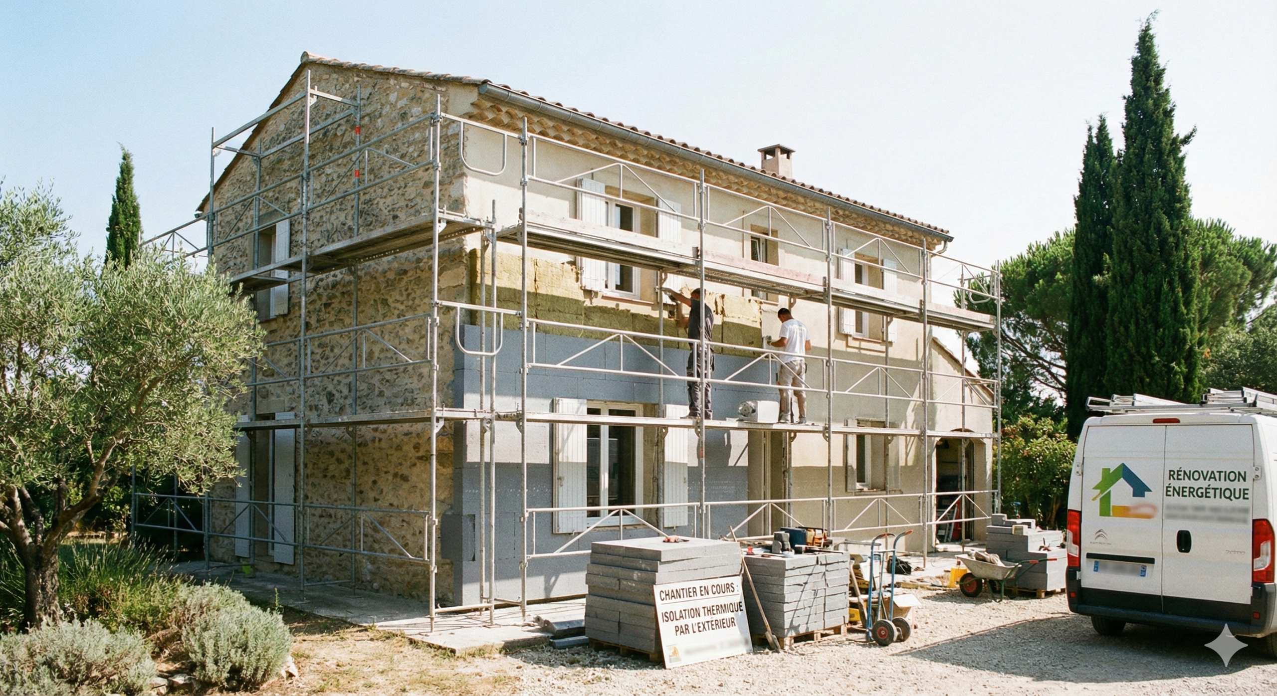 chantier isolation thermique par l'extérieur ITE