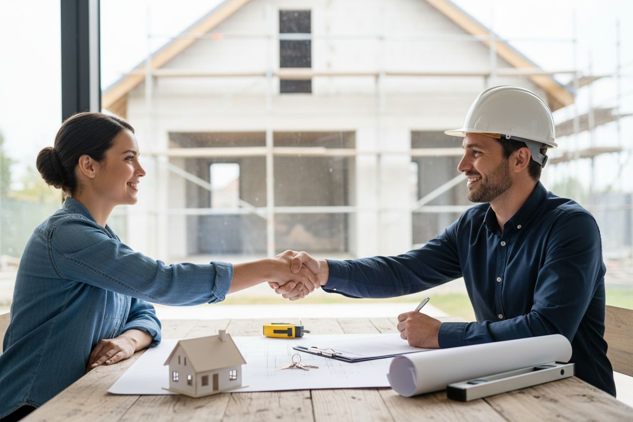 Chantier de construction d'une maison individuelle sous CCMI